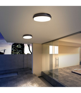 Mio LED 18cm Round Flush Ceiling Light Anthracite 3000K IP54-2