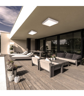 Mio LED 27cm Square Flush Ceiling Light White 3000K IP54-2