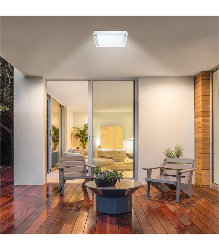 Mio LED 34cm Square Flush Ceiling Light White 3000K IP54-2