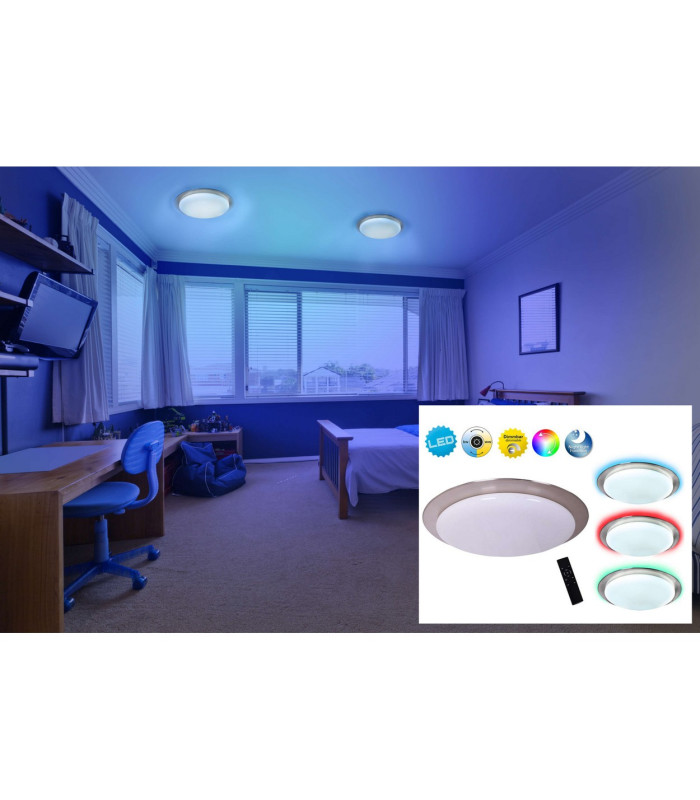 Turin Dimmable LED CCT Flush Ceiling Light White 2777-6672K Remote Control-2