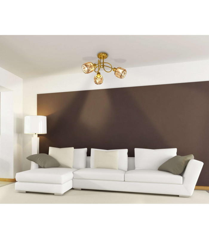 Josefa Multi Arm Semi Flush Ceiling Lamp Gold 3xE14 3000K-2