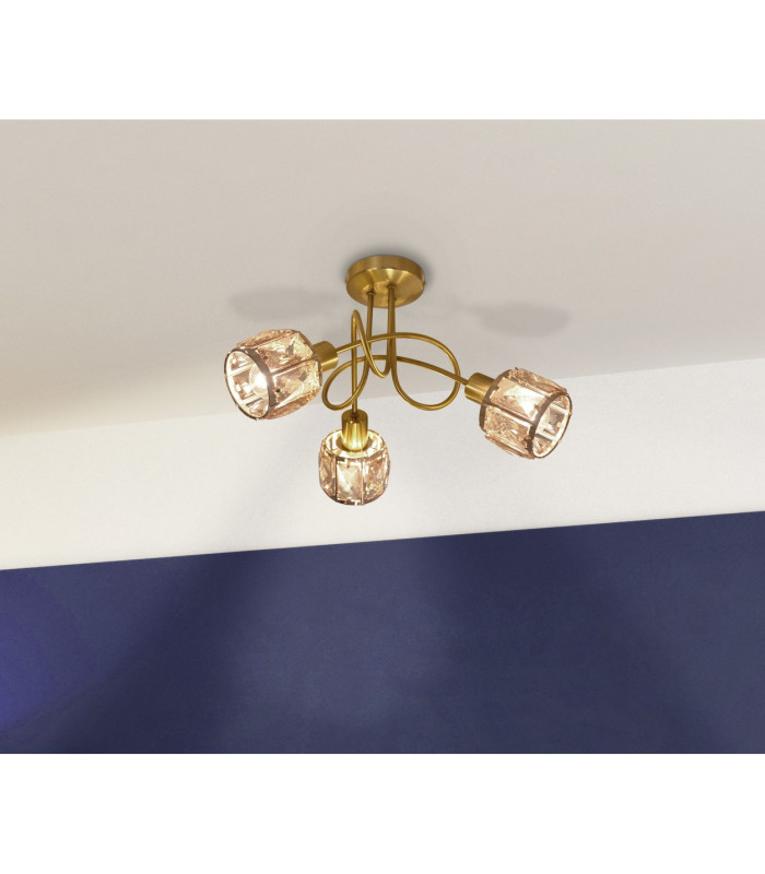Josefa Multi Arm Semi Flush Ceiling Lamp Gold 3xE14 3000K-3