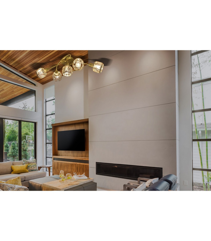 Josefa Multi Arm Semi Flush Ceiling Lamp Gold 5xE14 3000K-2