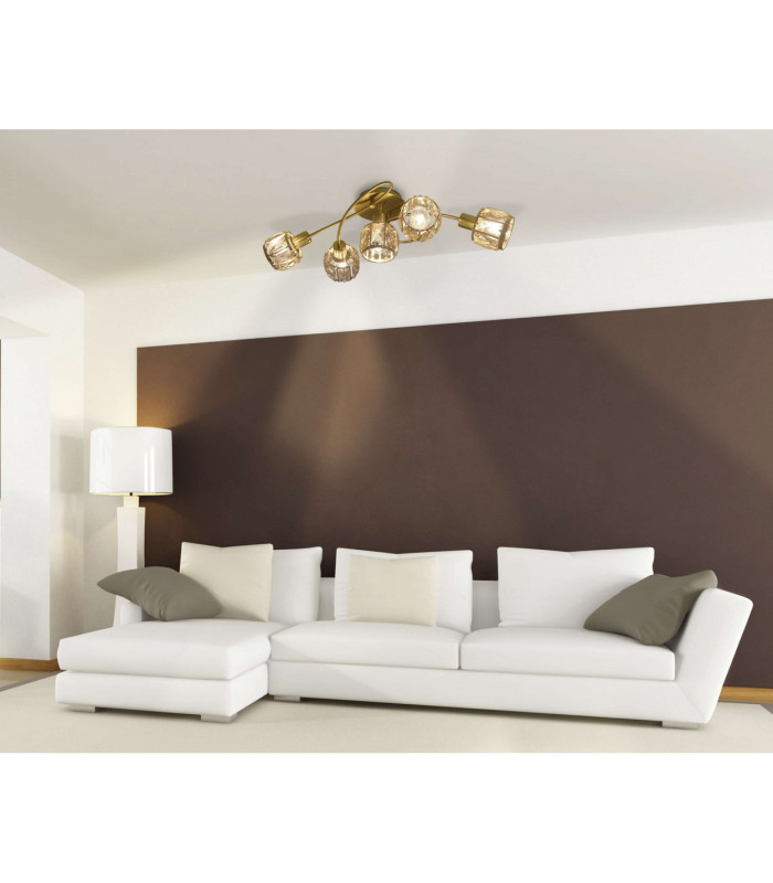 Josefa Multi Arm Semi Flush Ceiling Lamp Gold 5xE14 3000K-3