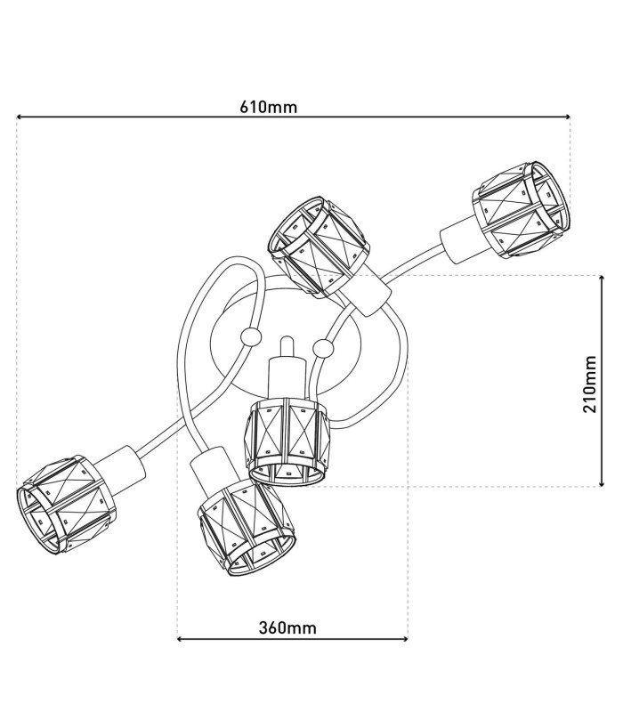 Josefa Multi Arm Semi Flush Ceiling Lamp Gold 5xE14 3000K-5