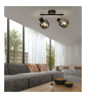 Fumoso Twin Ceiling Spotlight Black 2xE14-2