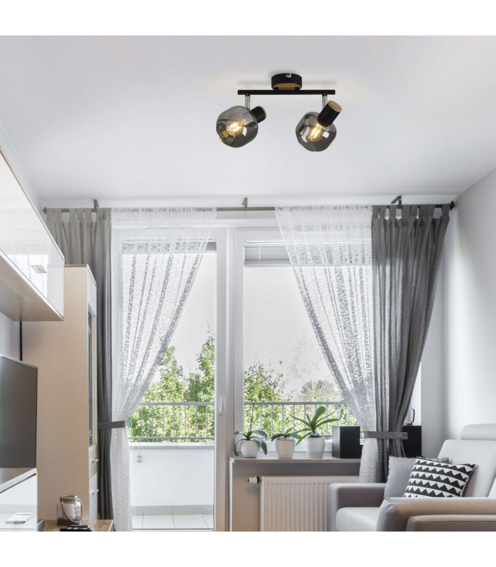 Fumoso Twin Ceiling Spotlight Black 2xE14-3