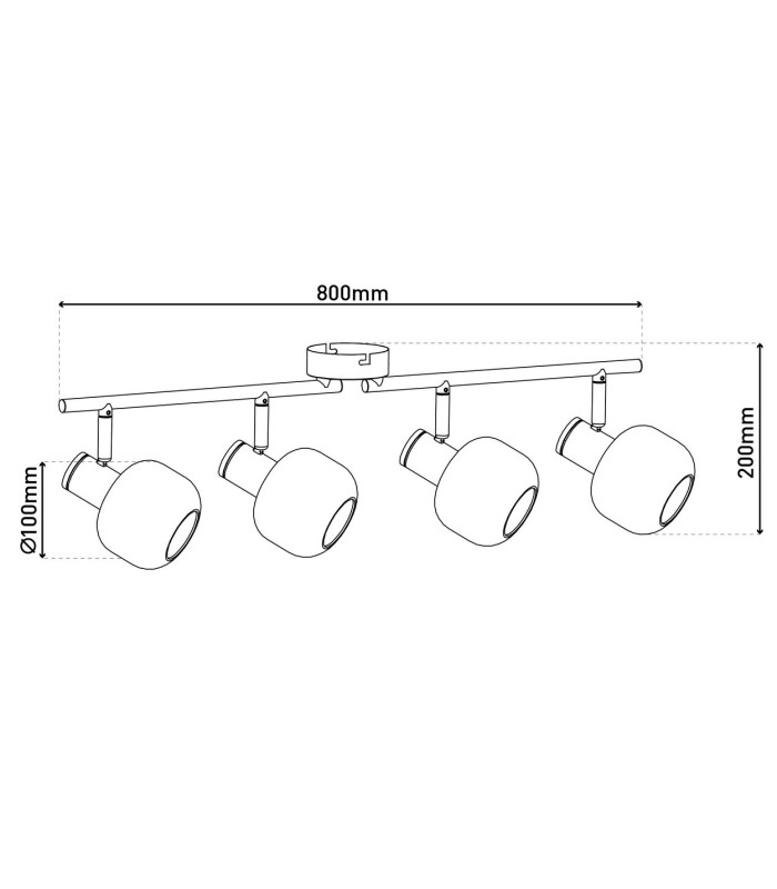 Fumoso Ceiling Spotlight Bar Black 4xE14-8
