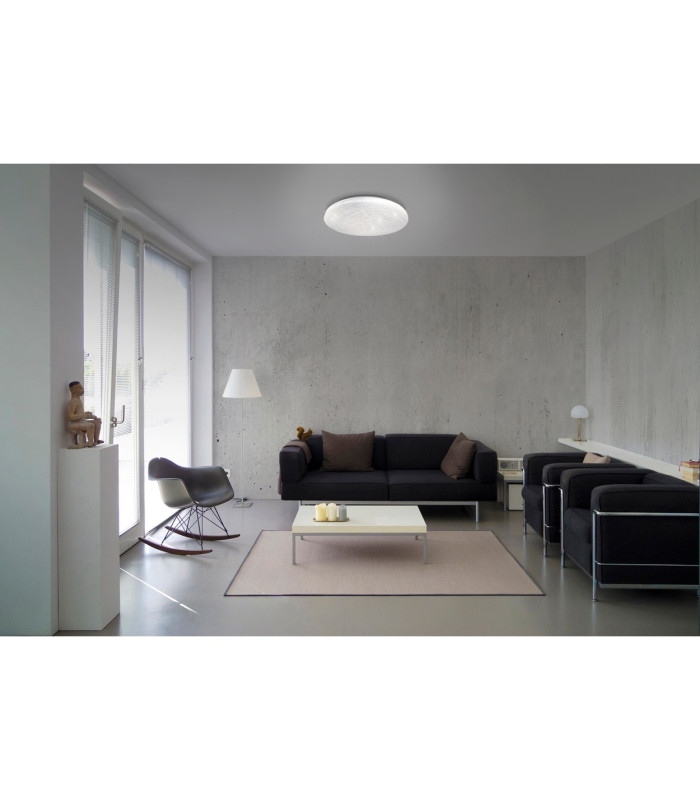 Polaris Dimmable LED Patterned Glass Flush Ceiling Light White 2932-6026K Remote Control-3