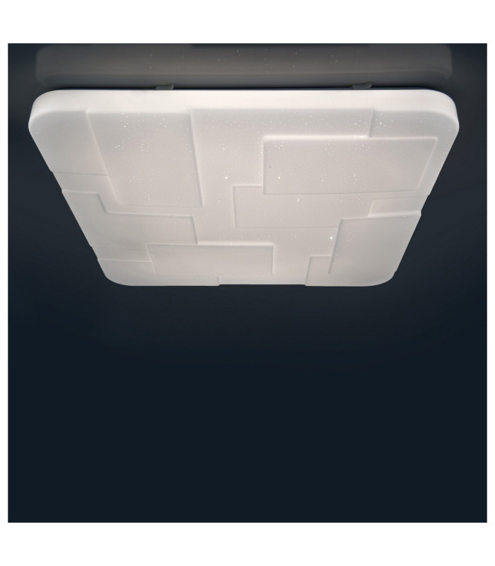 Luxor Dimmable LED Patterned Glass Flush Ceiling Light White 3000-6000K Remote Control-7