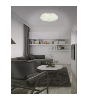 Austin Dimmable LED CCT Patterned Glass Flush Ceiling Light White 3000-6000K Remote Control-2