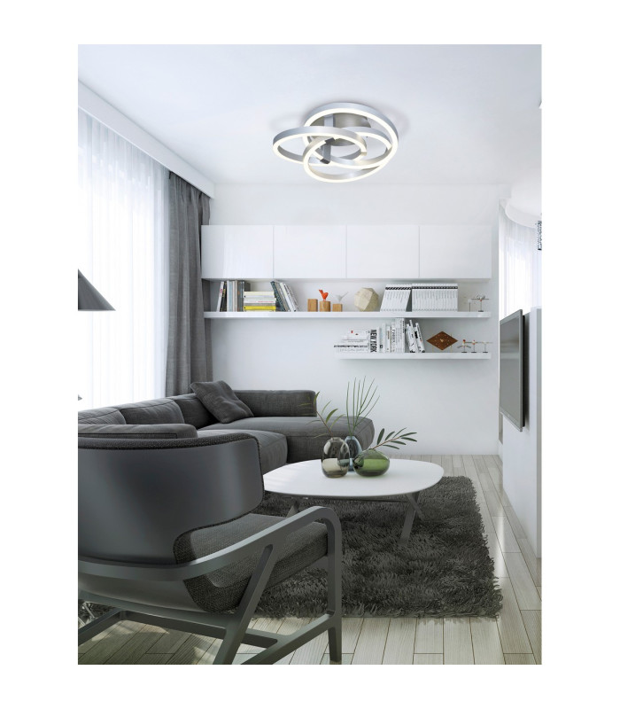 Divora Dimmable CCT Integrated LED Semi Flush Ceiling Light Aluminium 2700-6700K Remote Control-2