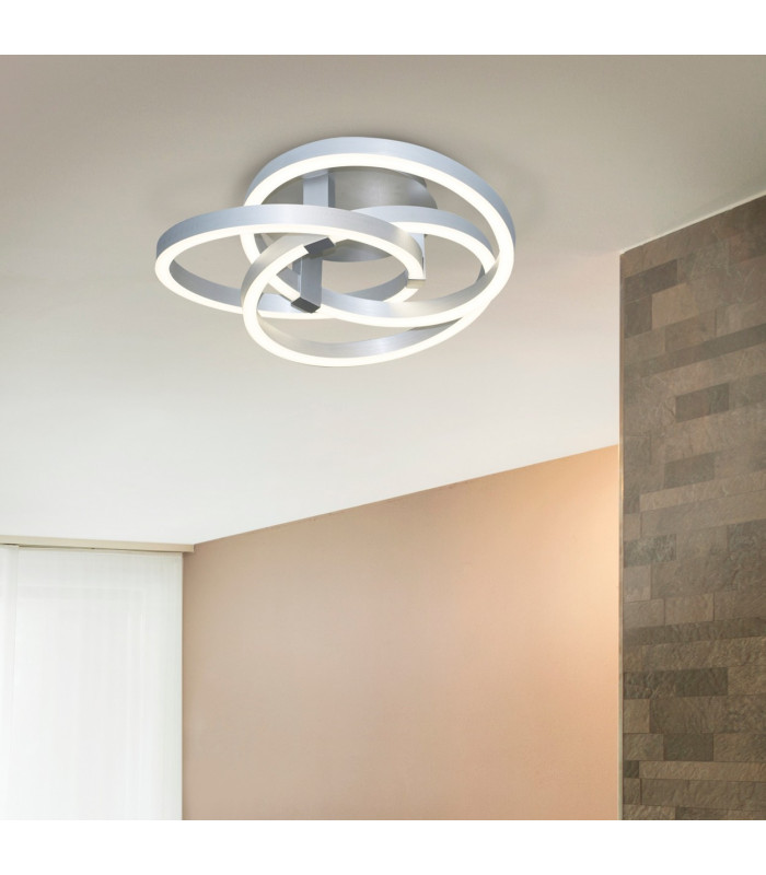Divora Dimmable CCT Integrated LED Semi Flush Ceiling Light Aluminium 2700-6700K Remote Control-3