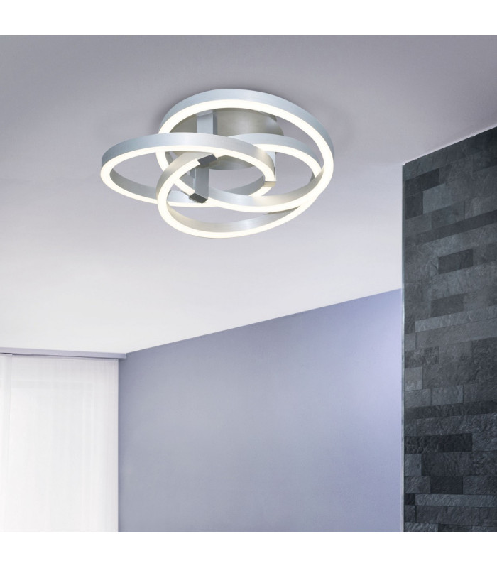 Divora Dimmable CCT Integrated LED Semi Flush Ceiling Light Aluminium 2700-6700K Remote Control-5