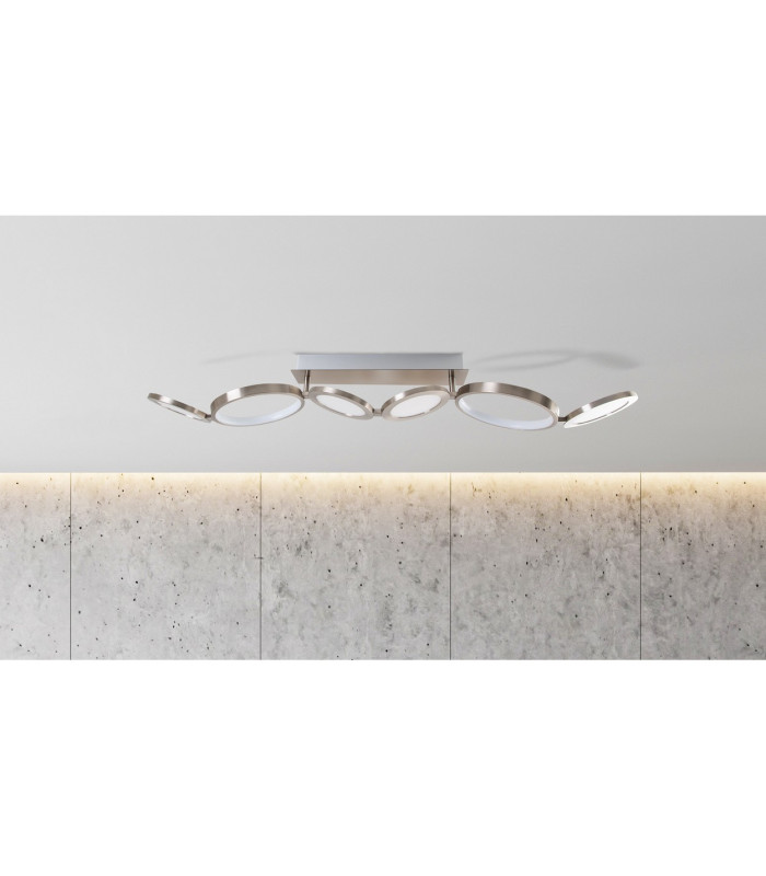 Stelari Dimmable 100cm Integrated LED Semi Flush Ceiling Light Steel-Blank 2800K-3