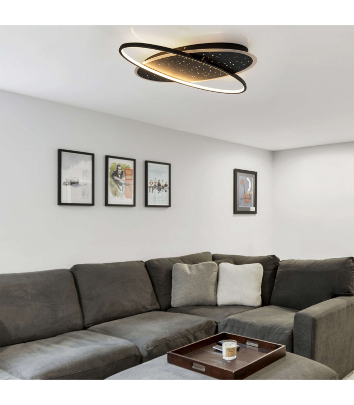 Stelaris Integrated LED Semi Flush Ceiling Light Black 3000K-2