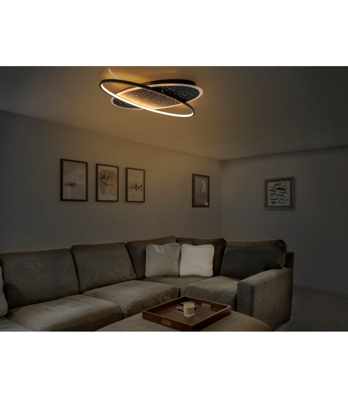 Stelaris Integrated LED Semi Flush Ceiling Light Black 3000K-3