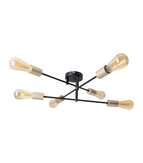 Modo Multi Arm Semi Flush Ceiling Lamp Black 6xE27-1