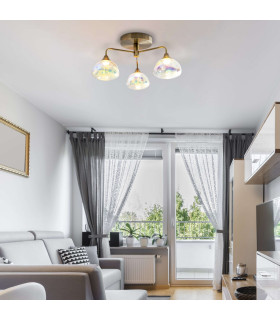 Varna LED Multi Arm Semi Flush Ceiling Lamp Brass 2700K-2