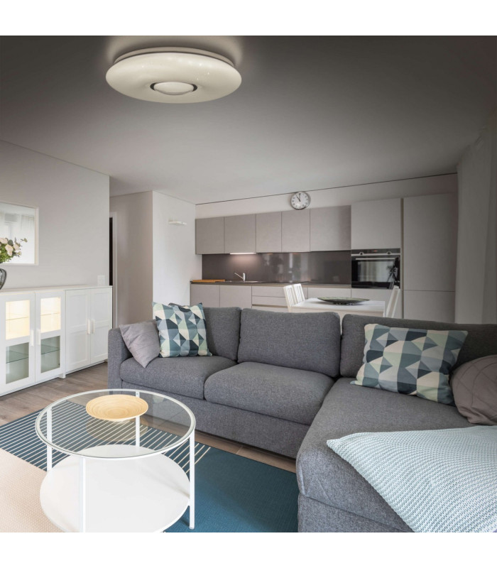 Picton Dimmable LED Decorative Flush Ceiling Light White 3000-6000K Remote Control Timer Function-3