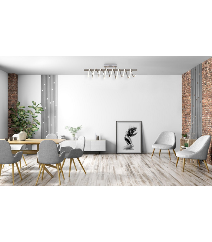 Belleza Dimmable Integrated LED Semi Flush Ceiling Light Satin Nickel 2783K-3