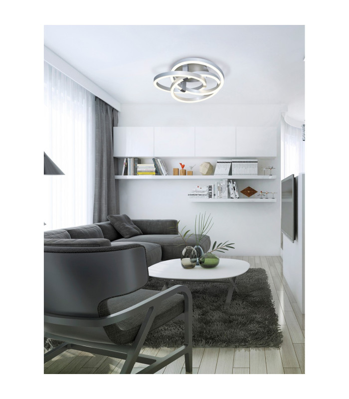 Divora Dimmable CCT Integrated LED Semi Flush Ceiling Light Aluminium 2800-6800K Remote Control-2