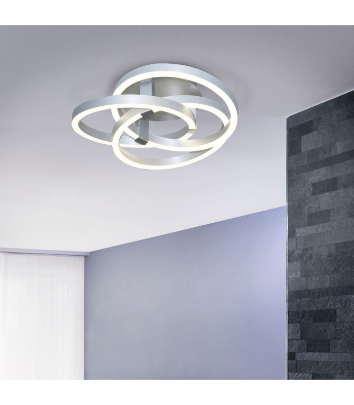 Divora Dimmable CCT Integrated LED Semi Flush Ceiling Light Aluminium 2800-6800K Remote Control-5