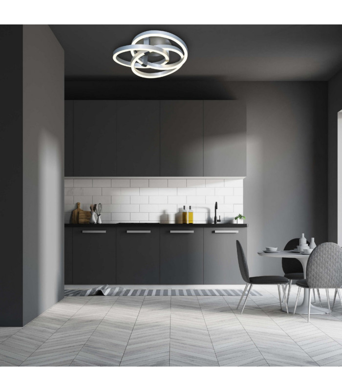 Divora Dimmable CCT Integrated LED Semi Flush Ceiling Light Aluminium 2800-6800K Remote Control-6