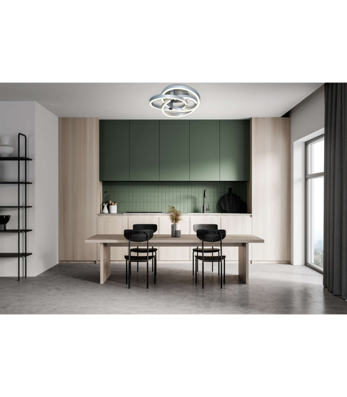 Divora Dimmable CCT Integrated LED Semi Flush Ceiling Light Aluminium 2800-6800K Remote Control-8