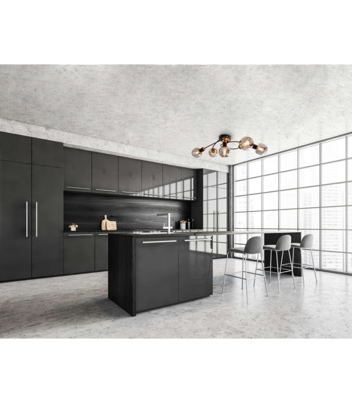 Fumoso Multi Arm Semi Flush Ceiling Lamp Black 5xE14-3