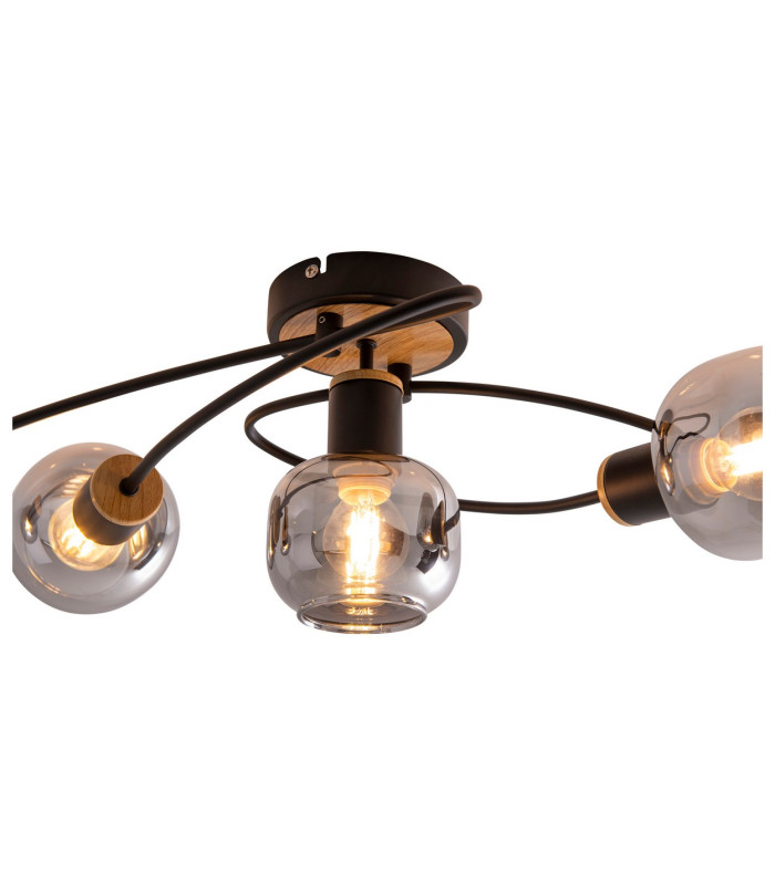 Fumoso Multi Arm Semi Flush Ceiling Lamp Black 5xE14-7