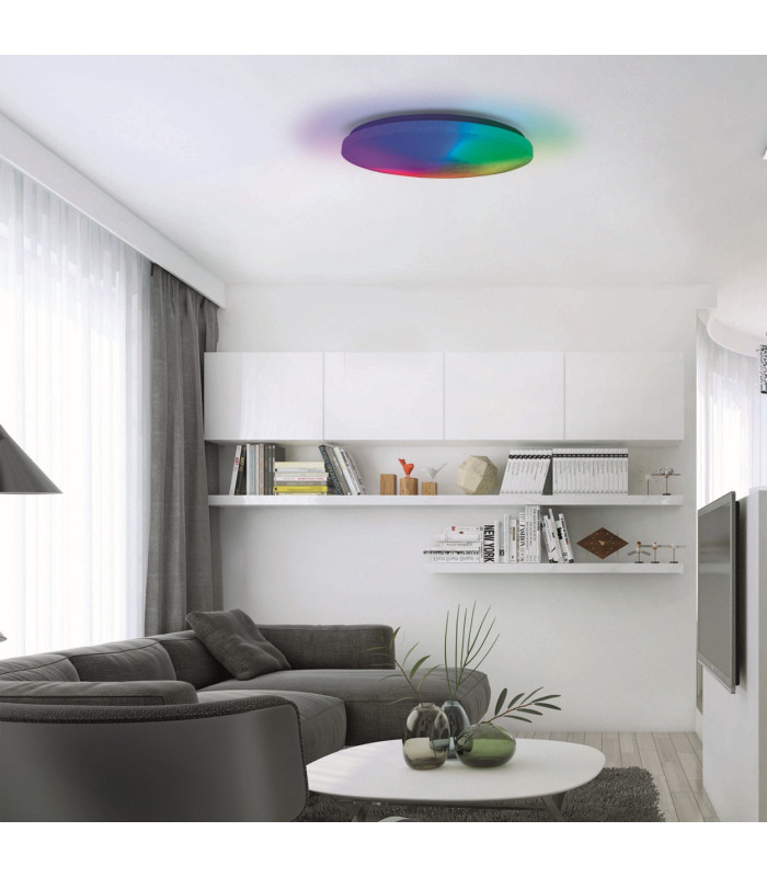 Sligo Dimmable CCT Integrated LED Semi Flush Ceiling Light Multi Colour 2900-6200K Remote Control-2