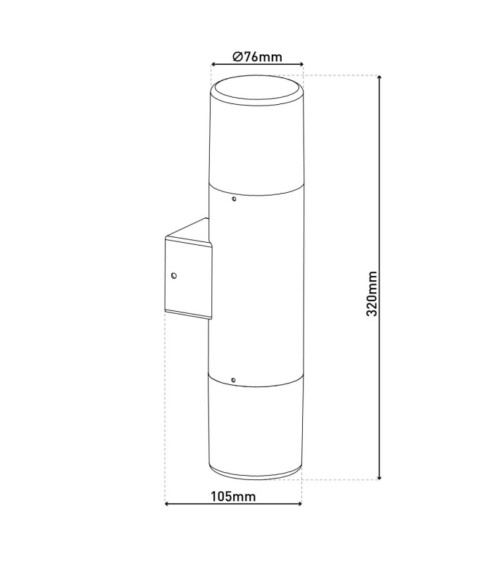 Torcia Outdoor Up Down Wall Lamp Black 2xE27 IP44-4