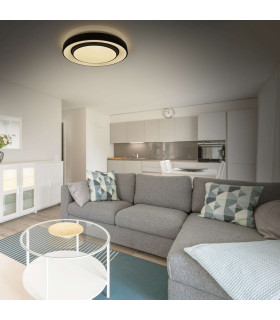 Monterey Dimmable 38cm CCT Integrated LED Semi Flush Ceiling Light Black 3000-6500K Remote Control-2