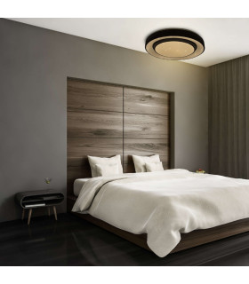 Monterey Dimmable 48cm CCT Integrated LED Semi Flush Ceiling Light Black 3000-6500K Remote Control-2