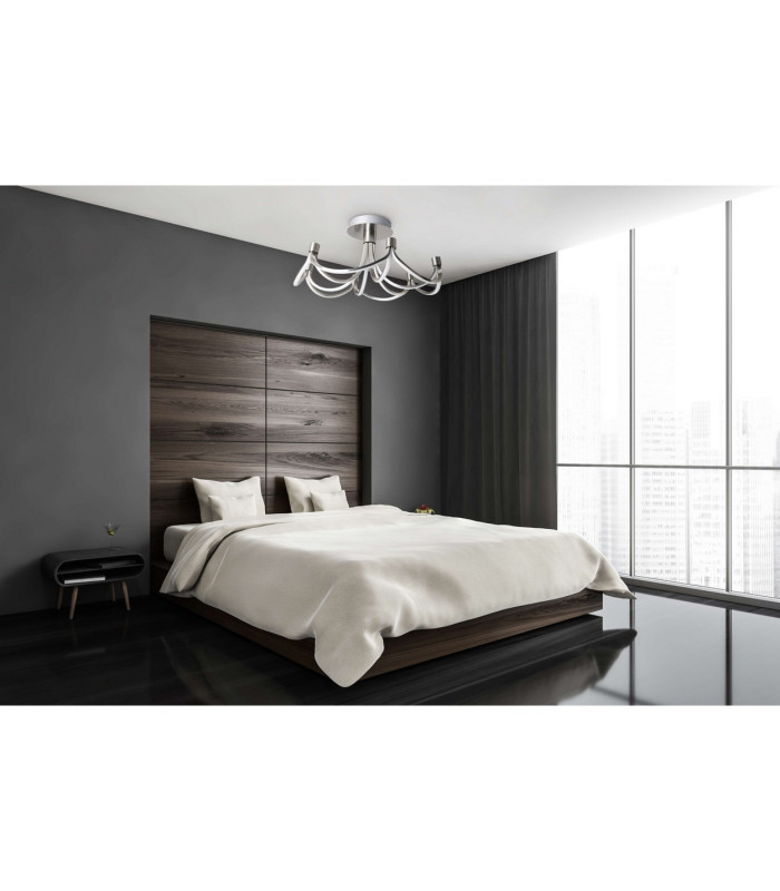 Festos Dimmable Integrated LED Semi Flush Ceiling Light Satin Nickel 2833K-3