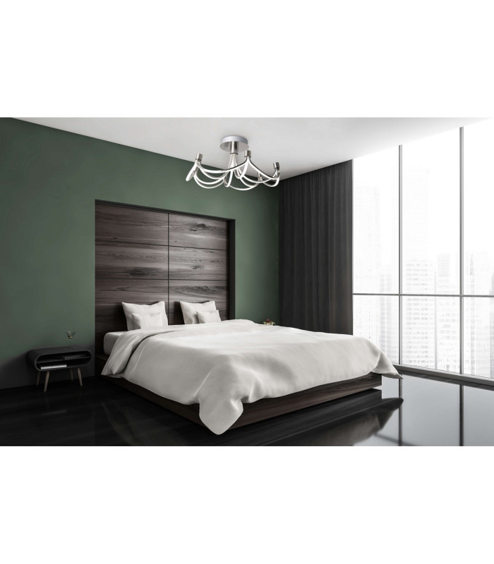 Festos Dimmable Integrated LED Semi Flush Ceiling Light Satin Nickel 2833K-4