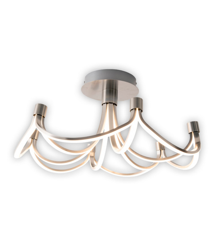 Festos Dimmable Integrated LED Semi Flush Ceiling Light Satin Nickel 2833K-6