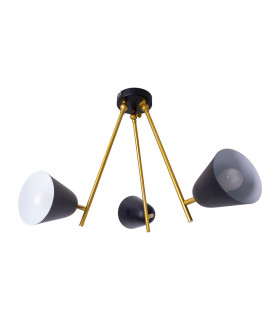 Triton Multi Arm Semi Flush Ceiling Lamp Black 3xE27-1