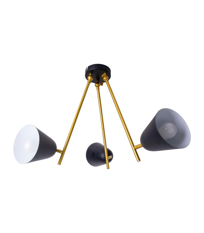 Triton Multi Arm Semi Flush Ceiling Lamp Black 3xE27-1
