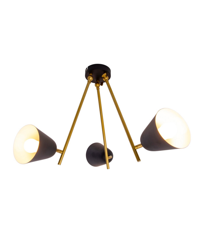 Triton Multi Arm Semi Flush Ceiling Lamp Black 3xE27-6