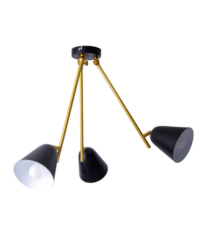Triton Multi Arm Semi Flush Ceiling Lamp Black 3xE27-8
