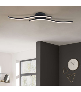 Onda 65cm Integrated LED Semi Flush Ceiling Light Black 3100K-2