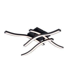 Onda 45x45cm Integrated LED Semi Flush Ceiling Light Black 3000K-1