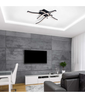 Onda 45x45cm Integrated LED Semi Flush Ceiling Light Black 3000K-2