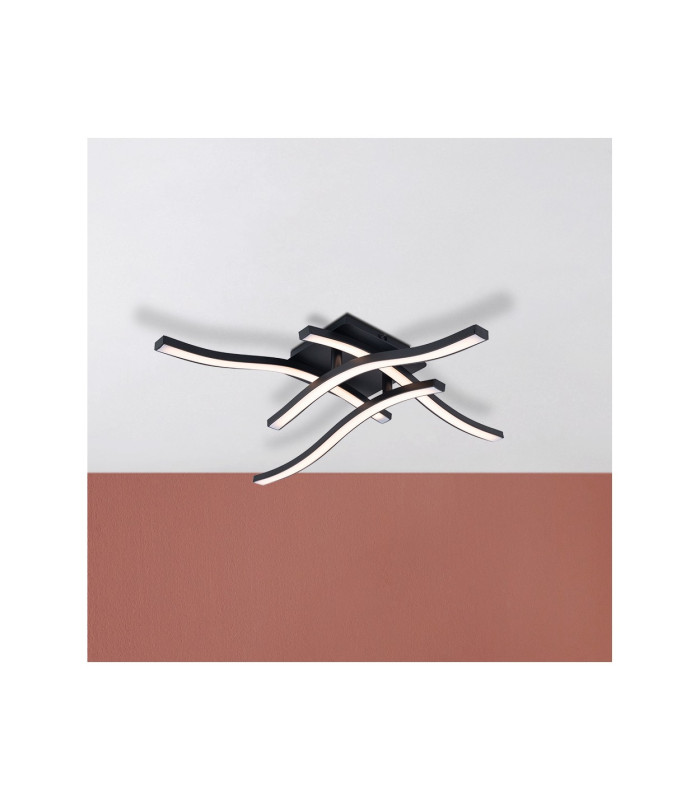 Onda 45x45cm Integrated LED Semi Flush Ceiling Light Black 3000K-3