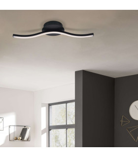 Onda 45cm Integrated LED Semi Flush Ceiling Light Black 3000K-2