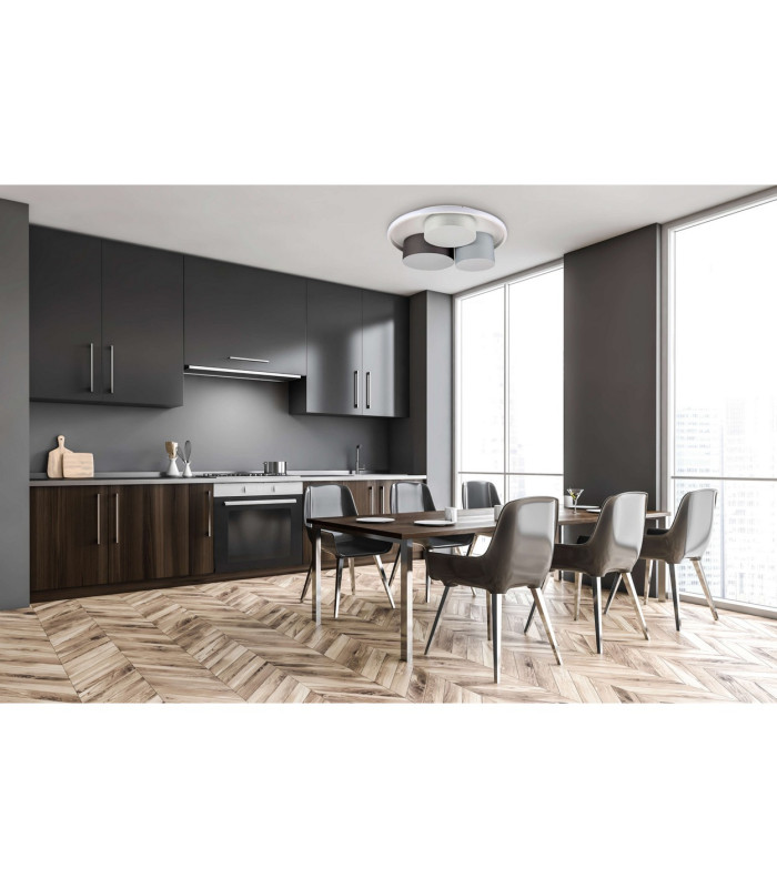 Eppan Dimmable Integrated LED Semi Flush Ceiling Light Grey 3048K-2