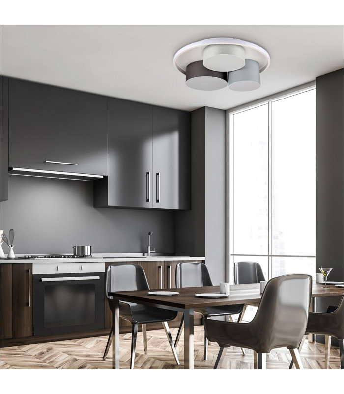Eppan Dimmable Integrated LED Semi Flush Ceiling Light Grey 3048K-3