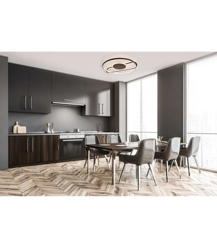 Brendan Integrated LED Semi Flush Ceiling Light Black 3000K-2